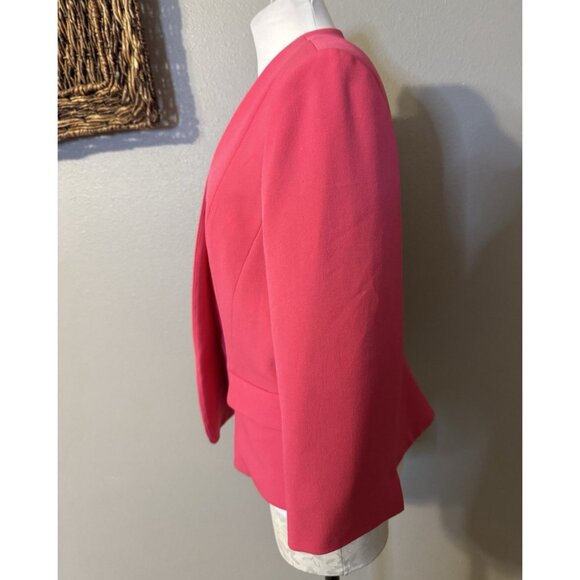 Kasper Elle Iconic Crepe Suit Jacket Blazer 14 Pink Open Front 3/4 Sleeve NEW - Picture 8 of 16